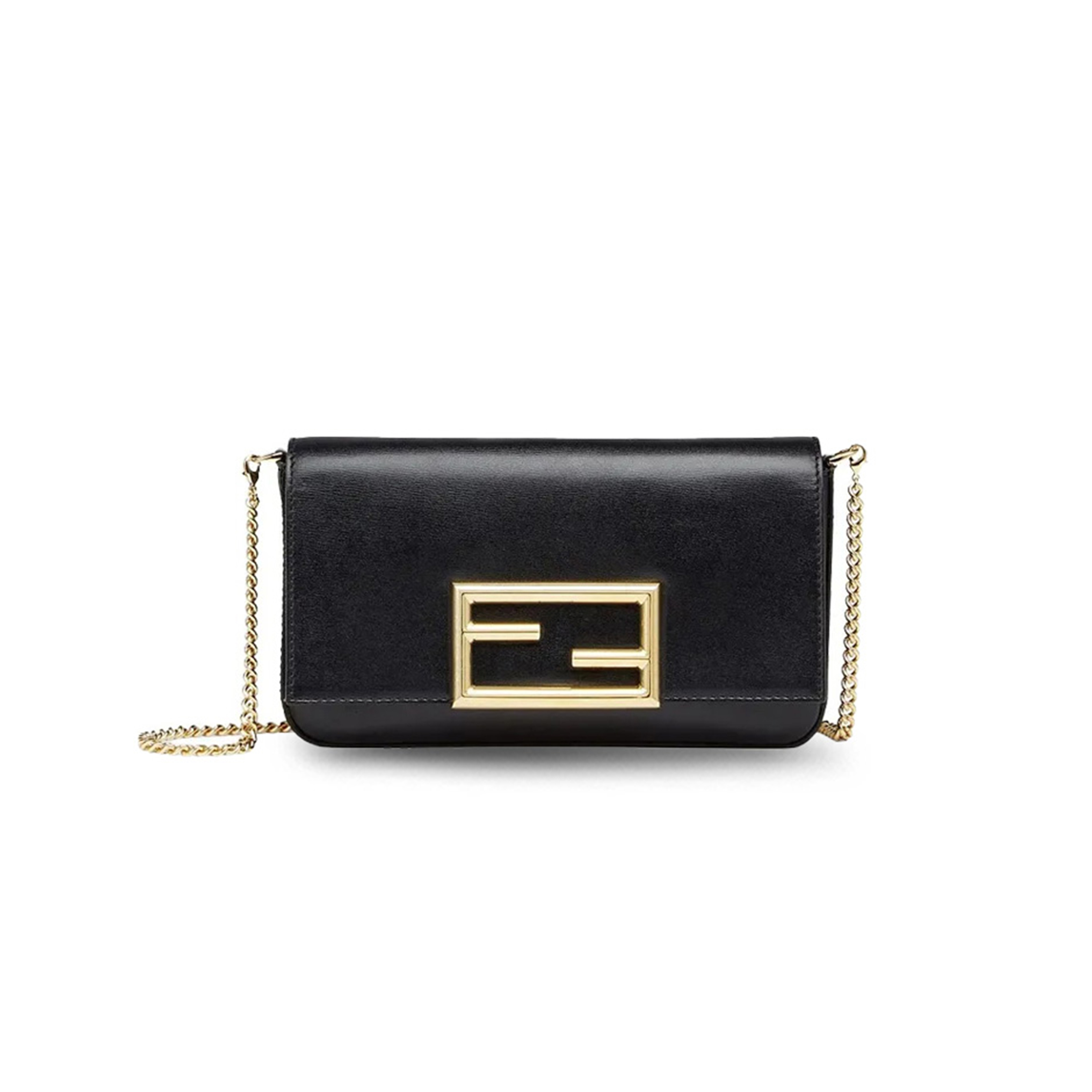 FENDI VITELLO PALMELLATO WALLET ON CHAIN WITH POUCHES BLACK 8BS032AHM0F0KUR (22*12*4cm)